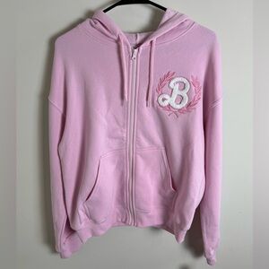 Barbie Pink Zip Up Front Hoodie with Pockets Number 59 Medium